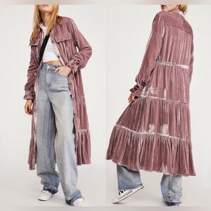 Free People • Bella Donna Velvet Duster • Mauve Woods • Size Large